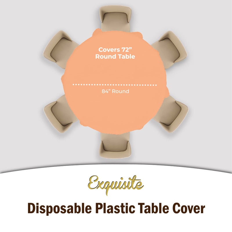 Exquisite 12-Pack Premium Plastic 84-Inch Round Tablecloth, Peach - Image 4